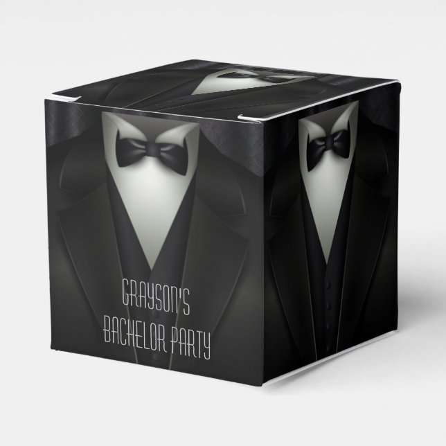 Elegant Formal Tuxedo Bachelor Party Favor Boxes (Front Side)