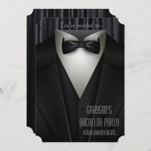 Elegant Formal Tuxedo Bachelor Party Invitation