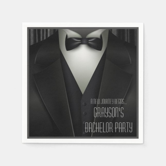 Elegant Formal Tuxedo Bachelor Party Napkins (Front)
