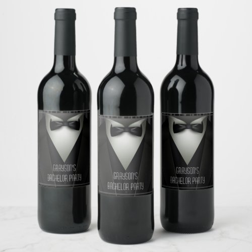Elegant Formal Tuxedo Bachelor Party Wine Label