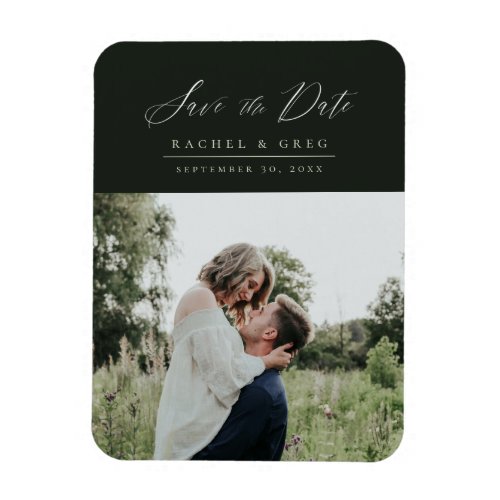 Elegant Formal Typography Green with Photo Save Th Magnet