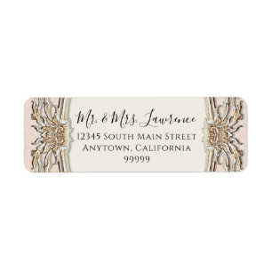 Elegant Formal Victorian Blush Pink n Gold Wedding Label
