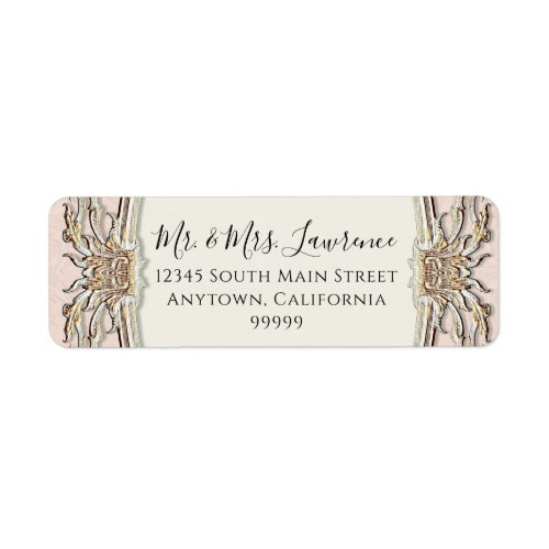 Elegant Formal Victorian Blush Pink n Gold Wedding Label