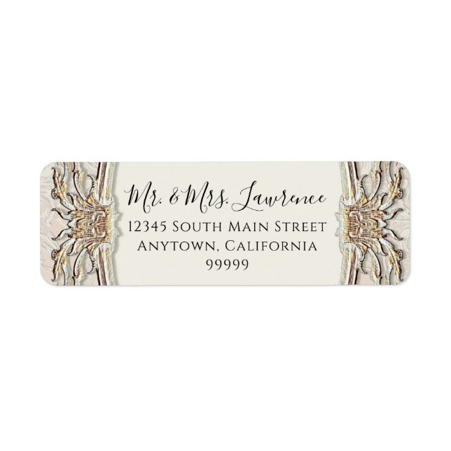 Elegant Formal Victorian Ivory and Gold Wedding Label (Front)