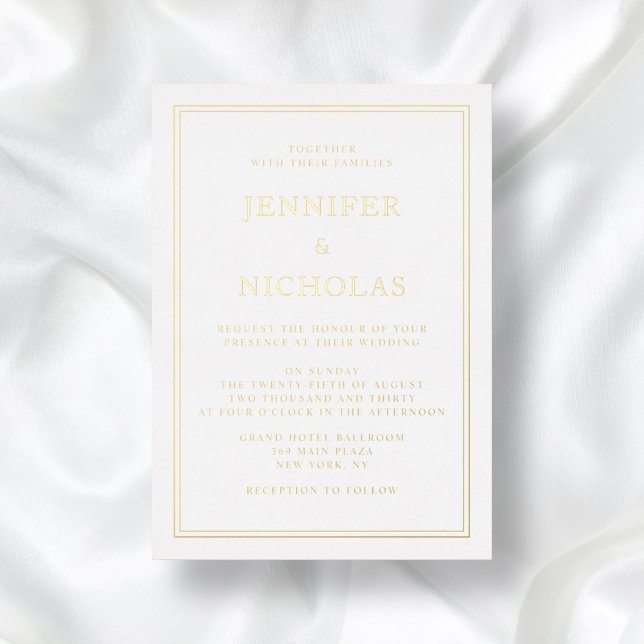 Elegant Formal Wedding  Foil Invitation (Front)