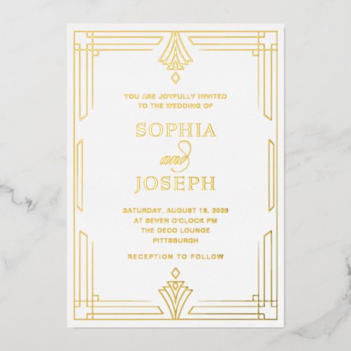 Elegant Formal Wedding | White and Gold Foil Invitation