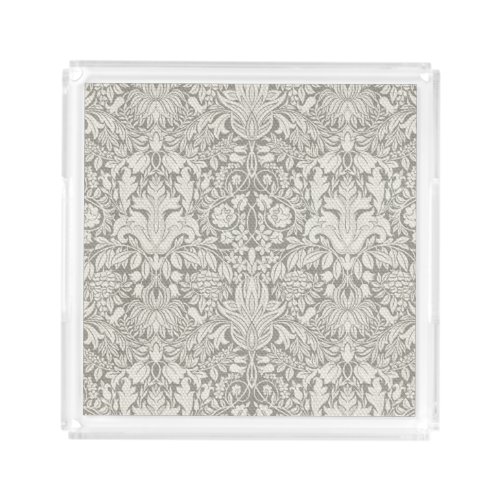 elegant formal white damask lace brocade acrylic tray