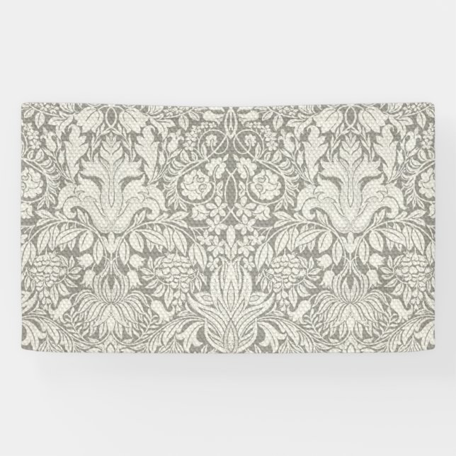 elegant formal white damask lace brocade banner (Horizontal)