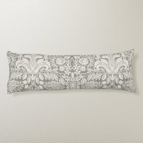 elegant formal white damask lace brocade body pillow