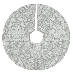 elegant formal white damask lace brocade brushed polyester tree skirt
