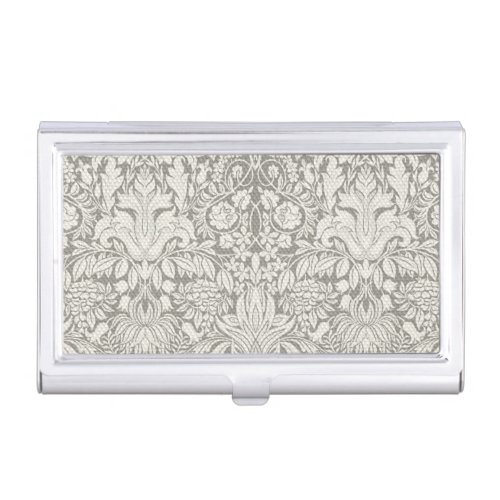elegant formal white damask lace brocade business card case