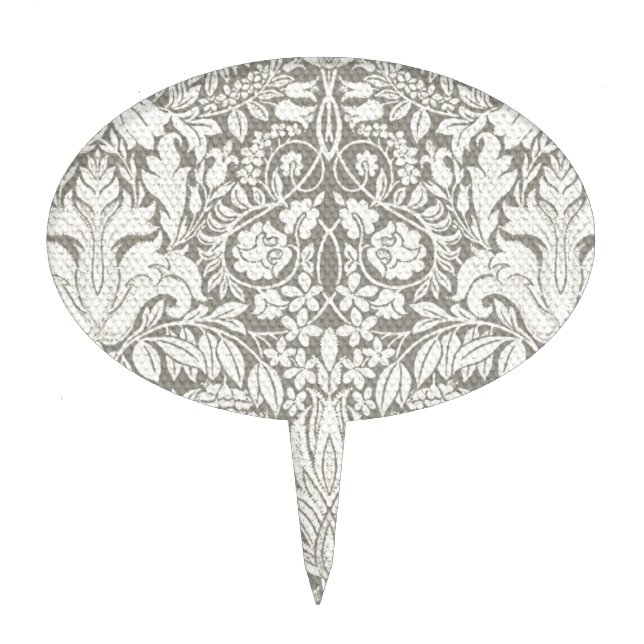 elegant formal white damask lace brocade cake topper (Front)