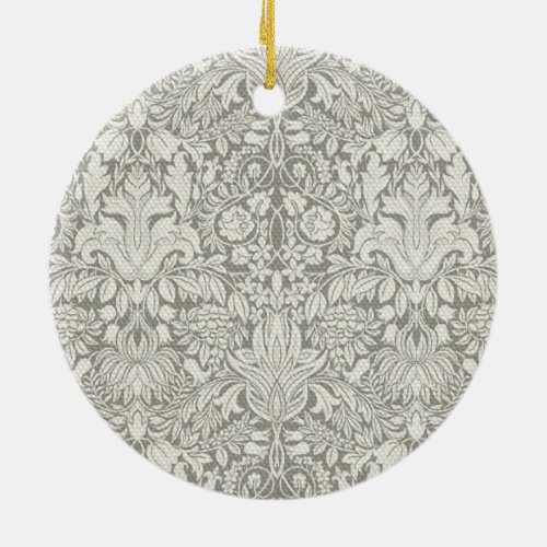 elegant formal white damask lace brocade ceramic ornament