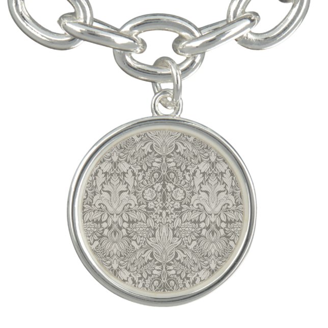 elegant formal white damask lace brocade charm bracelet (Design)