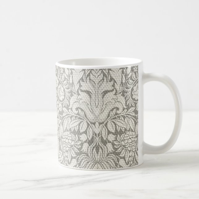 elegant formal white damask lace brocade coffee mug (Right)