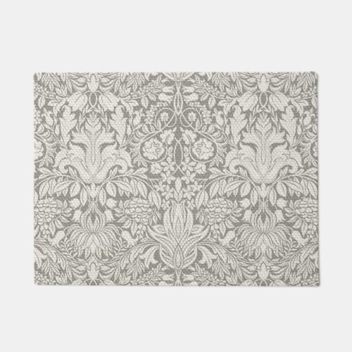 elegant formal white damask lace brocade doormat