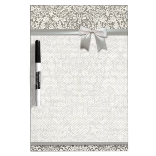 elegant formal white damask lace brocade dry erase board