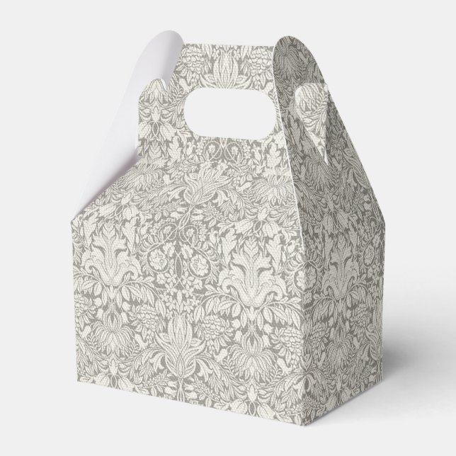 elegant formal white damask lace brocade favor boxes (Front Side)