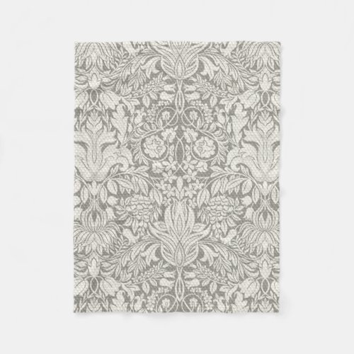 elegant formal white damask lace brocade fleece blanket