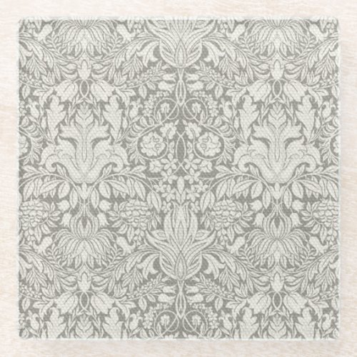 elegant formal white damask lace brocade glass coaster