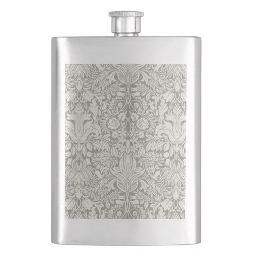 elegant formal white damask lace brocade hip flask