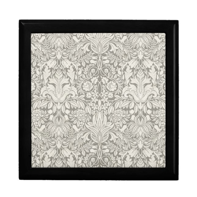 elegant formal white damask lace brocade keepsake box (Front)