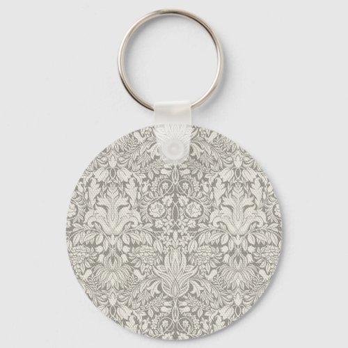 elegant formal white damask lace brocade keychain