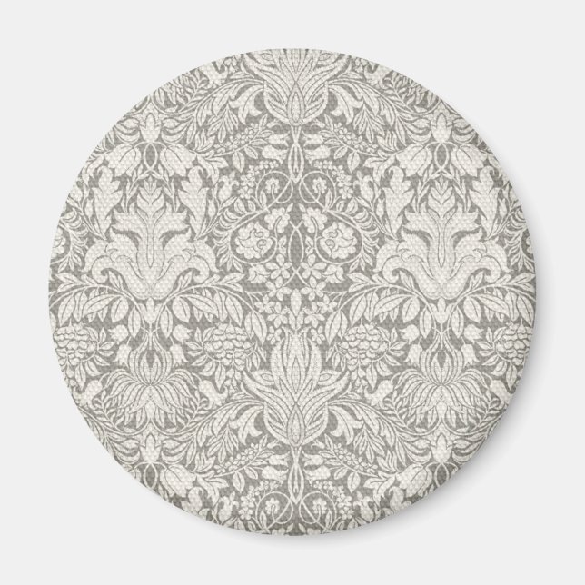 elegant formal white damask lace brocade magnet (Front)