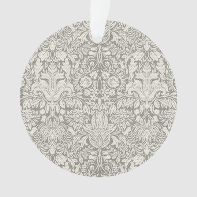 elegant formal white damask lace brocade ornament (Front)