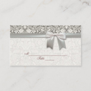 elegant formal white damask lace brocade place card