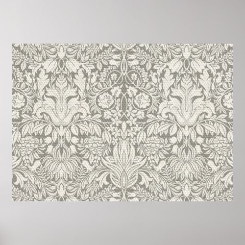 elegant formal white damask lace brocade poster