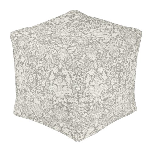elegant formal white damask lace brocade pouf