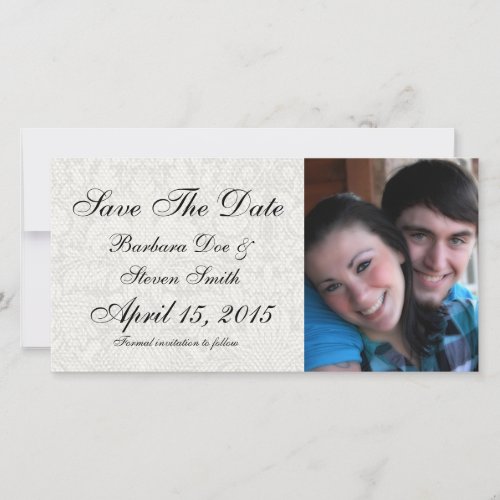 elegant formal white damask lace brocade save the date