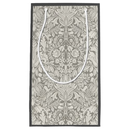 elegant formal white damask lace brocade small gift bag