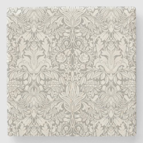 elegant formal white damask lace brocade stone coaster