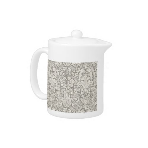 elegant formal white damask lace brocade teapot