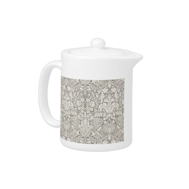 elegant formal white damask lace brocade teapot (Left)