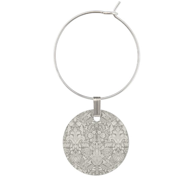 elegant formal white damask lace brocade wine charm (Front)
