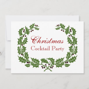 Elegant Formal Wreath and Horns Christmas Party Invitation