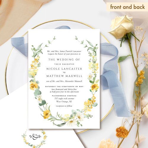 Elegant Formal Yellow Floral Wedding Invitation