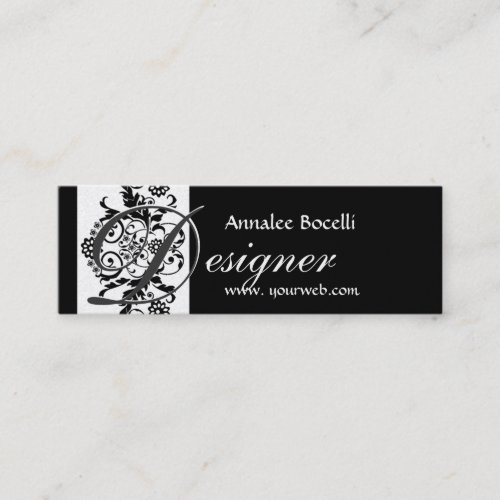 Skinny  Monogram Damask Business Cards