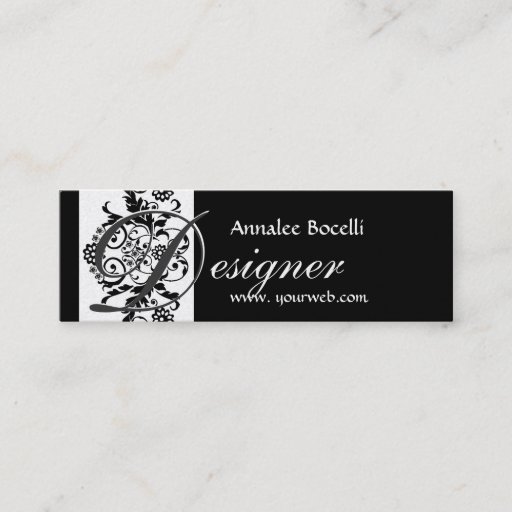 Customizable Skinny  Monogram Damask Business Cards