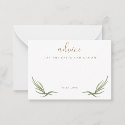 Elegant Forrest Flower Wedding Advice Card