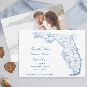 Elegant Fort Myers Florida Wedding Navy Map Save The Date