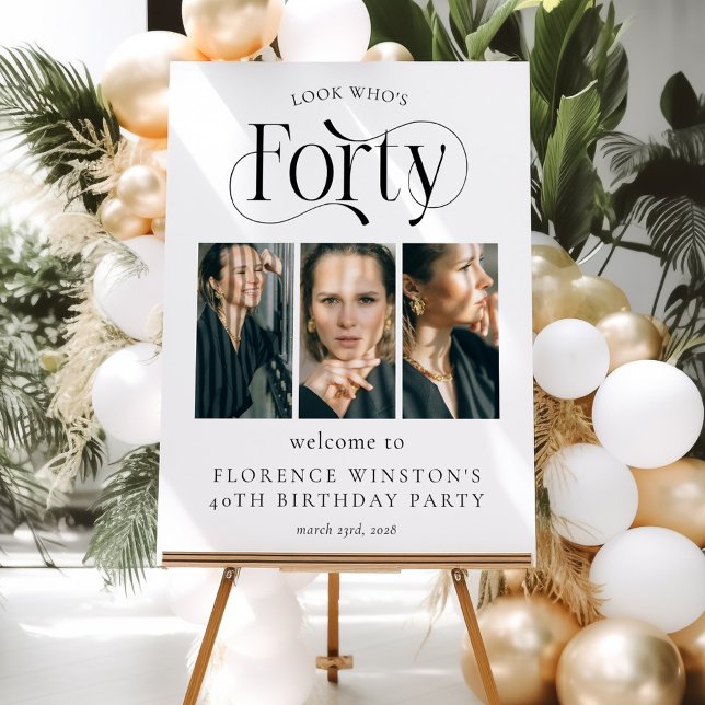 Elegant FORTY 3 photo collage 40th Birthday Foam Board (Creator Uploaded)