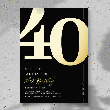 Elegant Forty 40th Birthday Party Foil Invitation by special_stationery at Zazzle