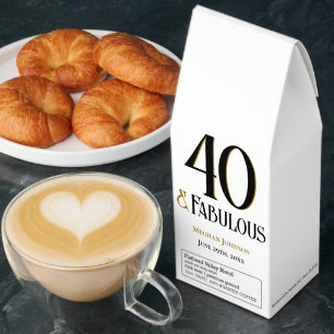 Elegant Forty and Fabulous Name Date Birthday Roasted Coffee