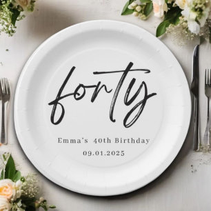 Elegant Forty Birthday Party Plates