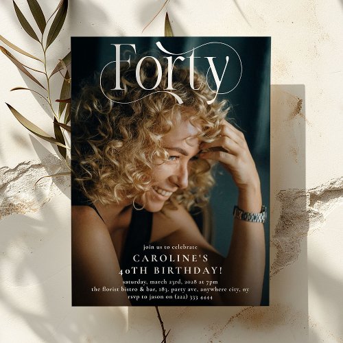 Elegant FORTY Photo 40th Birthday Party