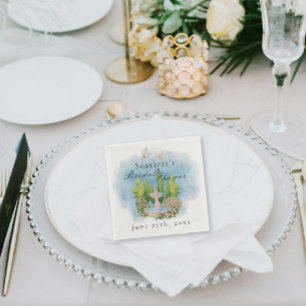 Elegant Fountain doves  flowers Bridal Shower Napkins